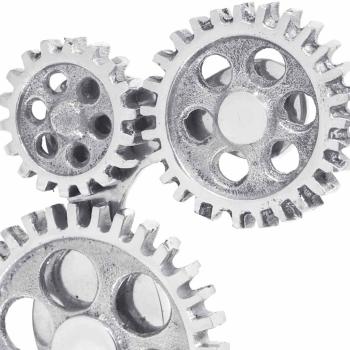 Buchstützen 2 Stück Silber 10x10x22 cm Aluminium Zahnrad