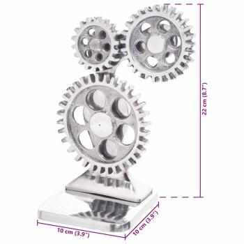 Buchstützen 2 Stück Silber 10x10x22 cm Aluminium Zahnrad