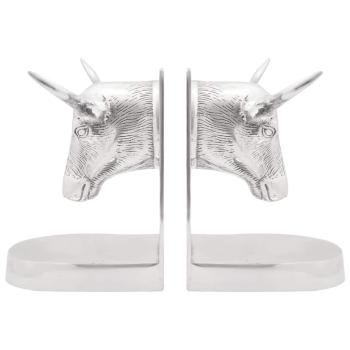 Buchstützen 2 Stück Silber 21,5x15,5x20 cm Aluminium Bull