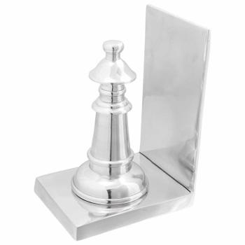 Buchstützen 2 Stück Silber 11x12x19,5 cm Aluminium Schach