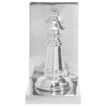Buchstützen 2 Stück Silber 11x12x19,5 cm Aluminium Schach