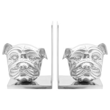 Buchstützen 2 Stück Silber 8x12x16,5 cm Aluminium Hund