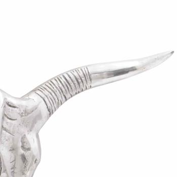 Wandmontierter Bullenkopf Silber 49x10x36 cm Aluminium