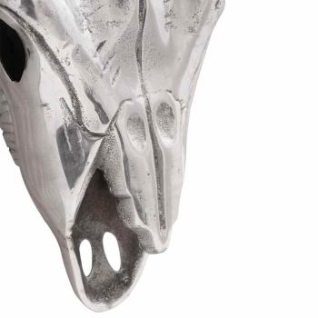 Wandmontierter Bullenkopf Silber 49x10x36 cm Aluminium