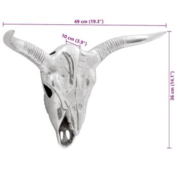 Wandmontierter Bullenkopf Silber 49x10x36 cm Aluminium