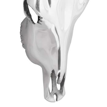 Wandmontierter Stierkopf Silber 34x13x53 cm Aluminium