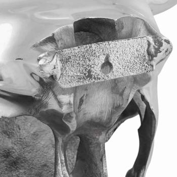 Wandmontierter Stierkopf Silber 34x13x53 cm Aluminium