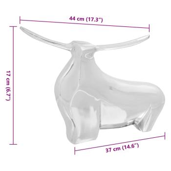 Bullen Skulptur Silber 37x44x17 cm Aluminium