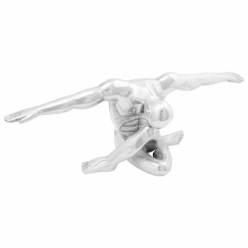 ARDEBO.de - Skulptur Silber 63x20x22 cm Aluminium Dankender Mann