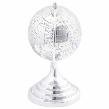 Globus Skulptur Silber 16,5x14x26 cm aus Aluminium
