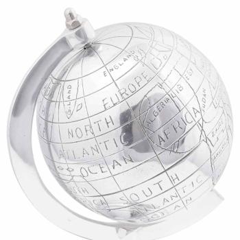 Globus Skulptur Silber 16,5x14x26 cm aus Aluminium