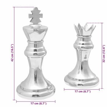 Schachskulpturen 2 Stück Silber Aluminium