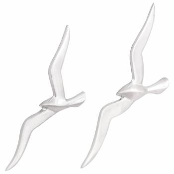 Wandmontierte Möwe 2er Set Silber Aluminium