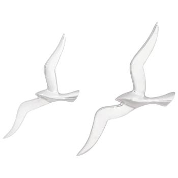 Wandmontierte Möwe 2er Set Silber Aluminium