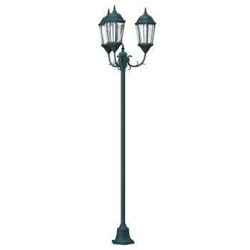 Gartenlichtmasten 3-Lampe E27 Grün 220 cm Aluminium