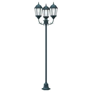 Gartenlichtmasten 3-Lampe E27 Grün 220 cm Aluminium