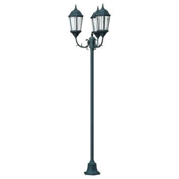 Gartenlichtmasten 3-Lampe E27 Grün 220 cm Aluminium