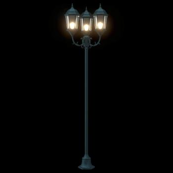 Gartenlichtmasten 3-Lampe E27 Grün 220 cm Aluminium