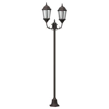 Gartenlichtpfosten 2-Lampe E27 Bronze 220 cm Aluminium