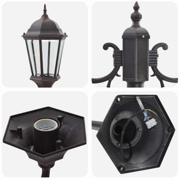 Gartenlichtpfosten 2-Lampe E27 Bronze 220 cm Aluminium