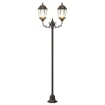 Gartenlichtpfosten 2-Lampe E27 Bronze 220 cm Aluminium