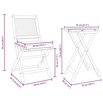 Garten Bistro Set 3 Stk. Braun Massivholz Akazie