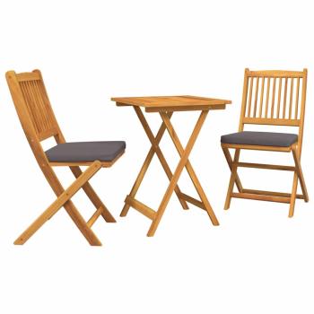 3-teiliges Garten Bistro Set aus massivem Akazienholz