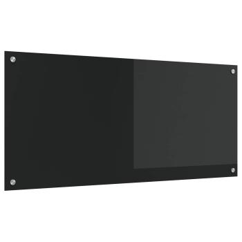 ARDEBO.de - Küchenrückwand Schwarz 110x50x0,6 cm aus gehärtetem Glas
