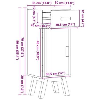 Badezimmer Aufbewahrungsschrank 35x30x90 cm aus massivem Kiefernholz