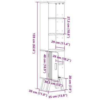 Badezimmer-Schrank Braun 35x30x159 cm Massivholz Kiefer