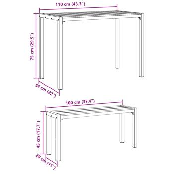 3-teiliges Garten-Esszimmer-Set aus Stahl und WPC in Schwarz