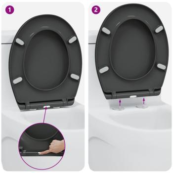 Schnellverschluss-Toilettensitz mit sanfter Schließfunktion Duroplast Anthrazit