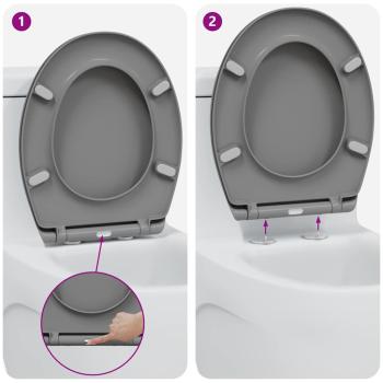 Schnellverschluss-Toilettensitz mit sanftem Schließen Duroplast Grau