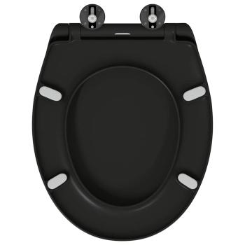 Toilettensitz mit Schnellverschluss und sanftem Schließen Duroplast Schwarz