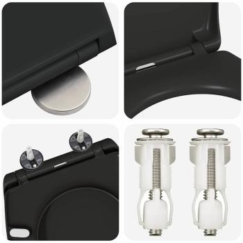 Toilettensitz mit Schnellverschluss und sanftem Schließen Duroplast Schwarz