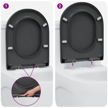 Schnellverschluss Toilettensitz mit sanfter Schließung Duroplast Anthrazit
