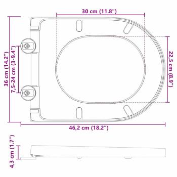 Toilettensitz mit Schnellverschluss und sanftem Schließen aus Duroplast Grau