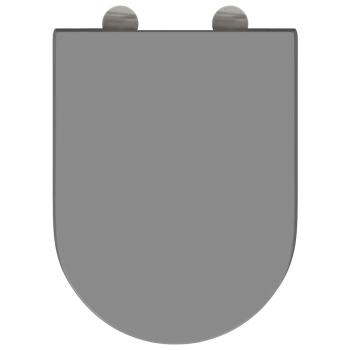Toilettensitz mit Schnellverschluss und sanftem Schließen aus Duroplast Grau