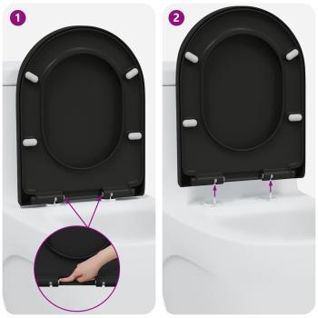 Toilettensitz mit Schnellverschluss und sanftem Schließmechanismus Duroplast Schwarz