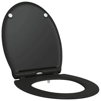 Toilettensitz mit Schnellverschluss und sanftem Schließen aus Duroplast Schwarz