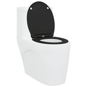 Toilettensitz mit Schnellverschluss und sanftem Schließen aus Duroplast Schwarz