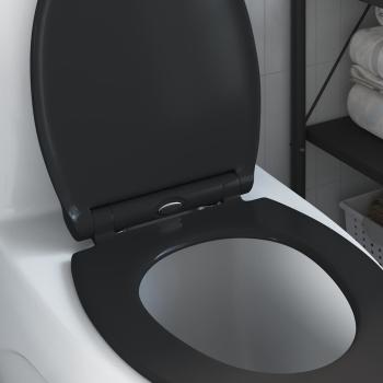 Toilettensitz mit Schnellverschluss und sanftem Schließen aus Duroplast Schwarz