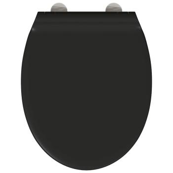 Toilettensitz mit Schnellverschluss und sanftem Schließen aus Duroplast Schwarz