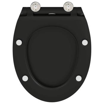Toilettensitz mit Schnellverschluss und sanftem Schließen aus Duroplast Schwarz