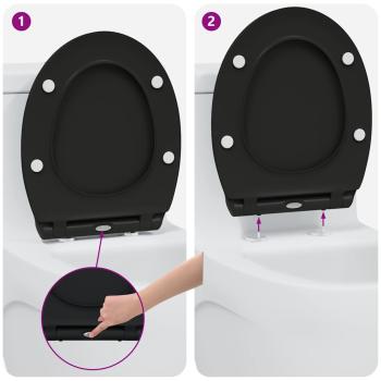 Toilettensitz mit Schnellverschluss und sanftem Schließen aus Duroplast Schwarz