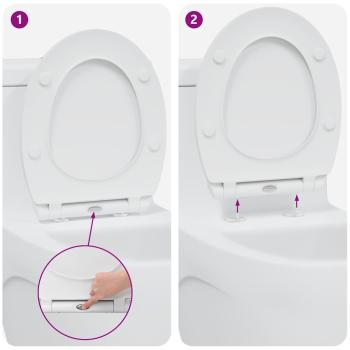 Toilettensitz mit Schnellverschluss und sanftem Schließen aus Duroplast Weiß