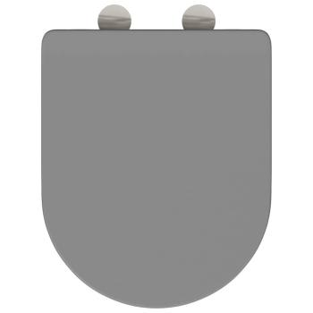 Toilettensitz mit Schnellverschluss und sanftem Schließen aus Duroplast in Grau