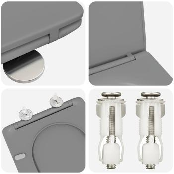 Toilettensitz mit Schnellverschluss und sanftem Schließen aus Duroplast in Grau