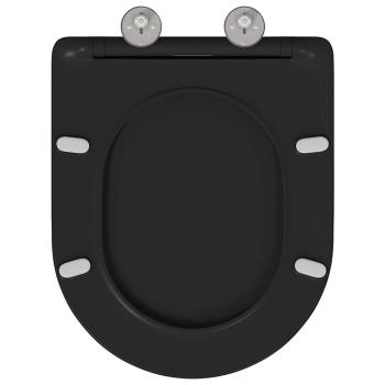 Schnellverschluss Toilettensitz mit sanftem Schließen - Duroplast, Schwarz