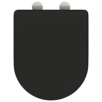Schnellverschluss Toilettensitz mit sanftem Schließen - Duroplast, Schwarz